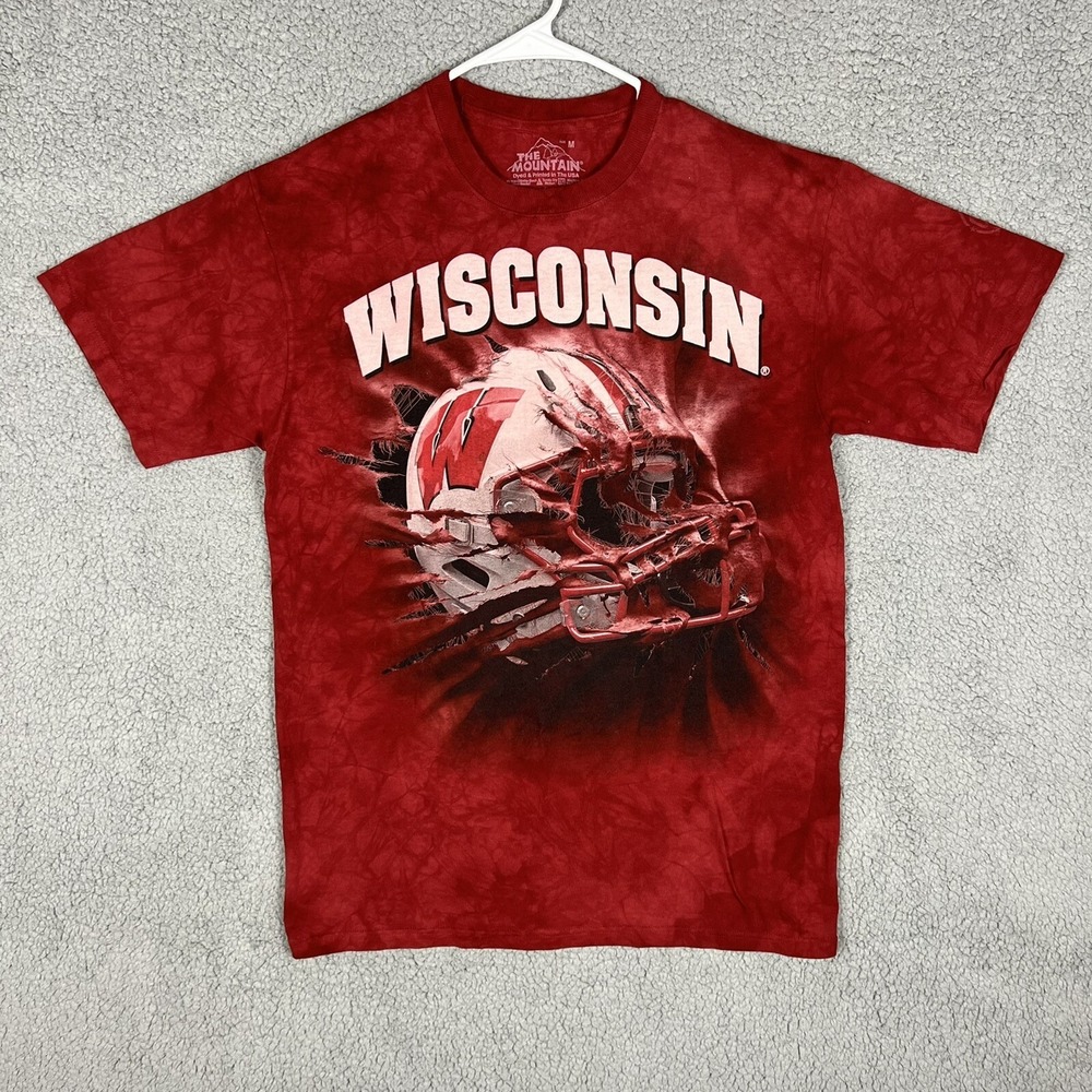 The Mountain Wisconsin Badgers Football Tie‎ Dye NCAA Graphic Print T Shirt sz M